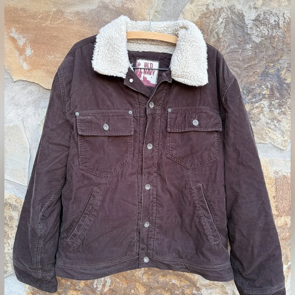 Vintage Old Navy Y2K Corduroy Sherpa Chore Farm Work Jacket Coat Gorpcore - Picture 1 of 9